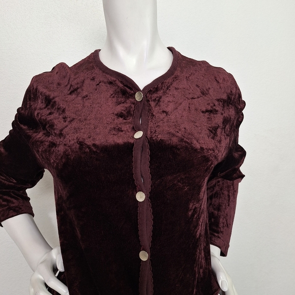 Sonia Rykiel Paris Rare Whimsigoth Burgundy Velvet Jacket Made in France Sz.M/L - Picture 2 of 10